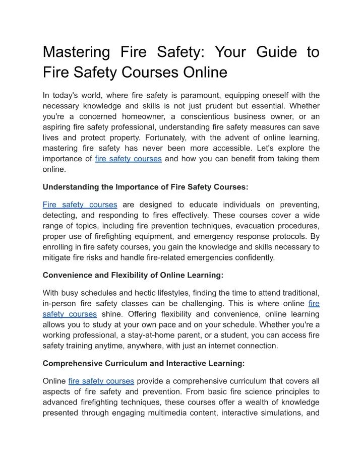 mastering fire safety your guide to fire safety