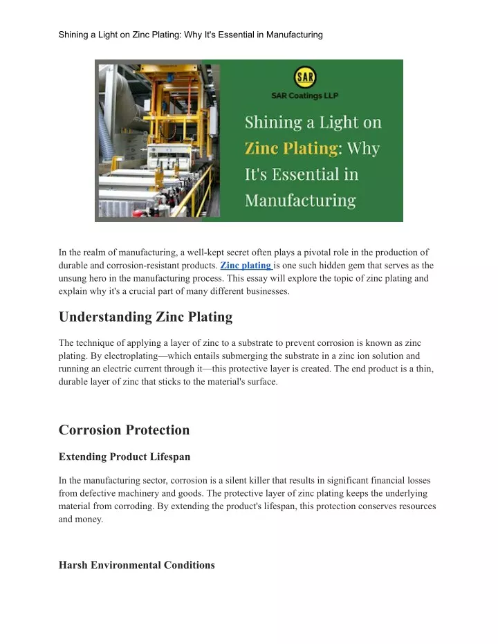 shining a light on zinc plating