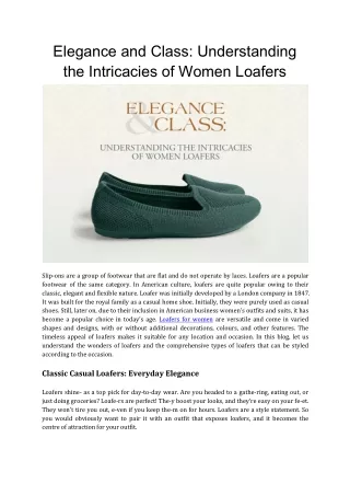 Elegance and Class-Understanding the Intricacies of Women Loafers