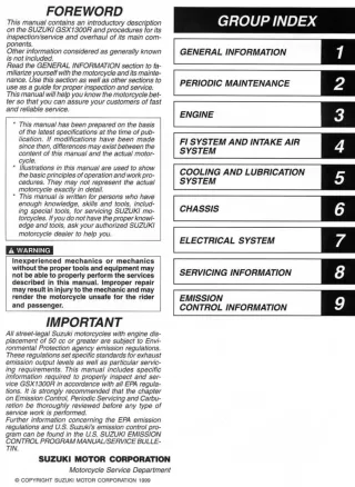 1999 Suzuki GSX-1300R Hayabusa Service Repair Manual