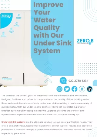 Improve Your Water Quality with Our Under Sink System