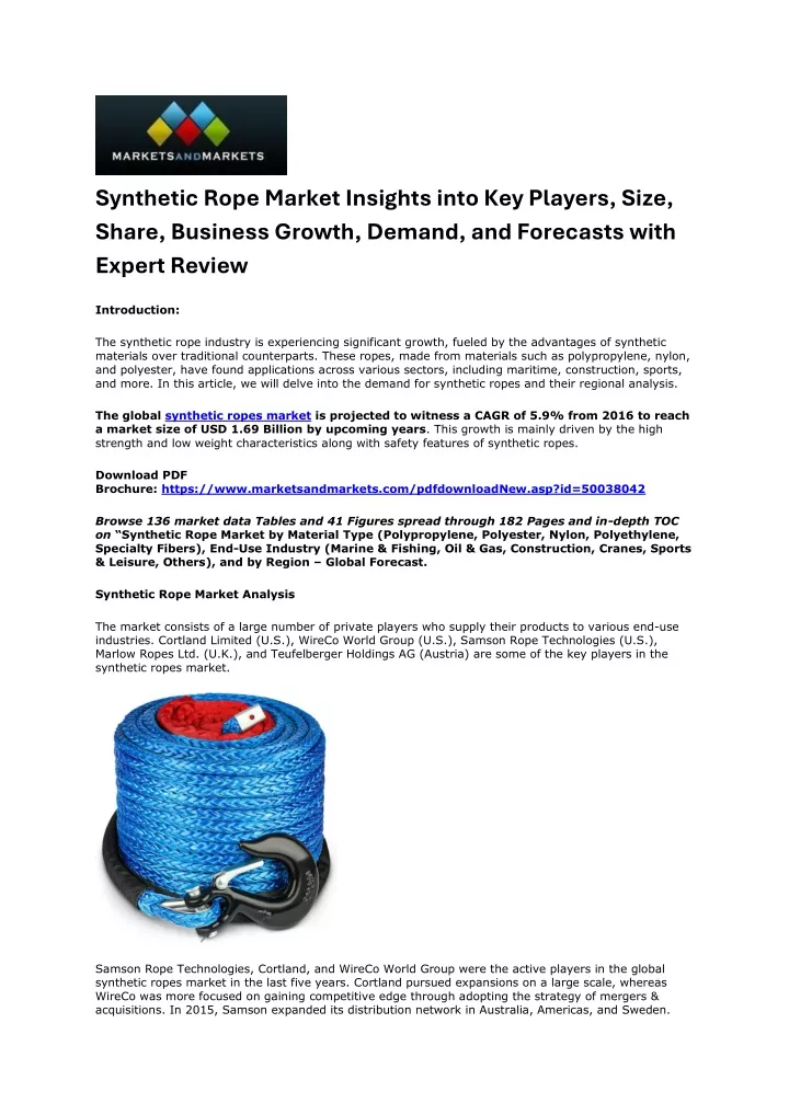 synthetic rope market insights into key players