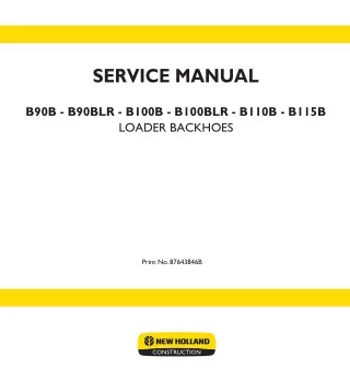New Holland B110B Loader Backohe Service Repair Manual