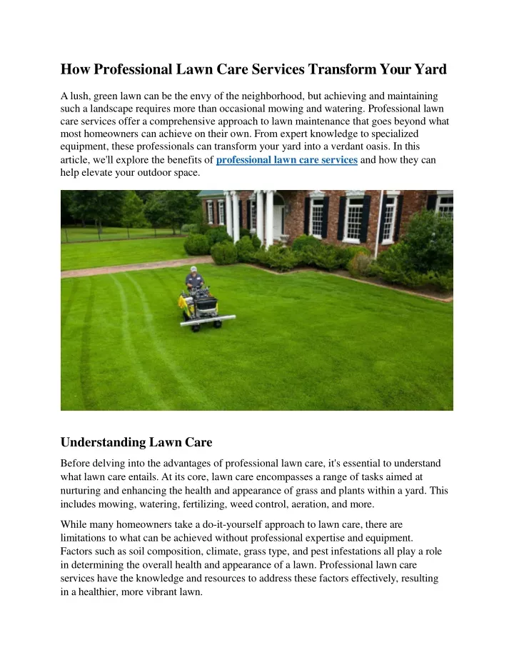 how professional lawn care services transform