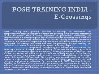 POSH ICC TRAINING - E-Crossings
