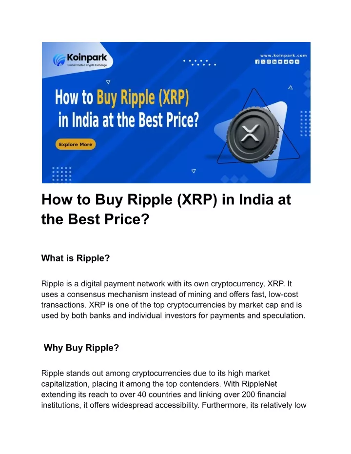 how to buy ripple xrp in india at the best price