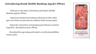 Kotak Mobile Banking app for iPhone.