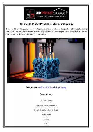 Online 3d Model Printing  3dprintservices.in