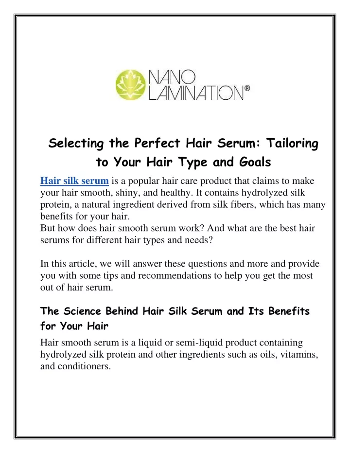 selecting the perfect hair serum tailoring