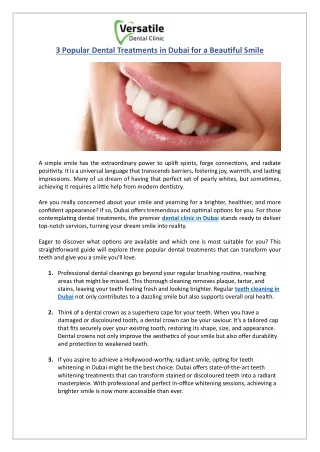 3 Popular Dental Treatments in Dubai for a Beautiful Smile