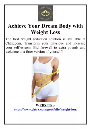 Achieve Your Dream Body with Weight Loss