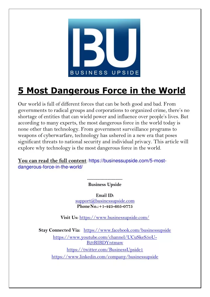 5 most dangerous force in the world our world