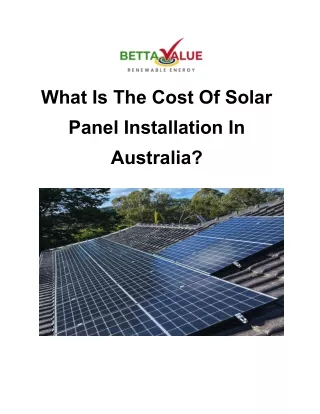 What Is The Cost Of Solar Panel Installation In Australia_