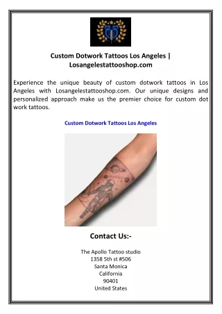 Custom Dotwork Tattoos Los Angeles Losangelestattooshop.com