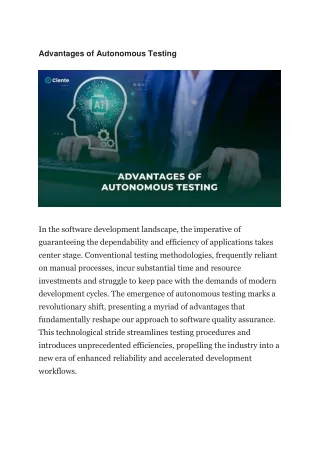 advantages of autonomous testing
