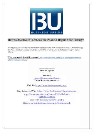 How to deactivate Facebook on iPhone & Regain Your Privacy
