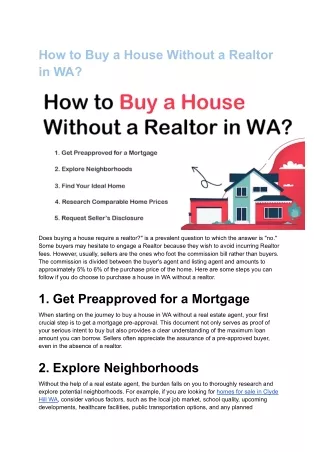 How to Buy a House Without a Realtor in WA