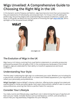 Wigs Unveiled A Comprehensive Guide to Choosing the Right Wig in the UK