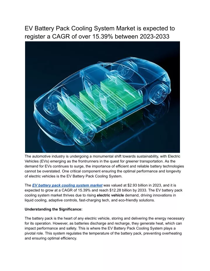 ev battery pack cooling system market is expected