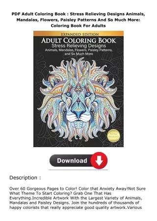 Adult-Coloring-Book--Stress-Relieving-Designs-Animals-Mandalas-Flowers-Paisley-Patterns-And-So-Much-More-Coloring-Book-F