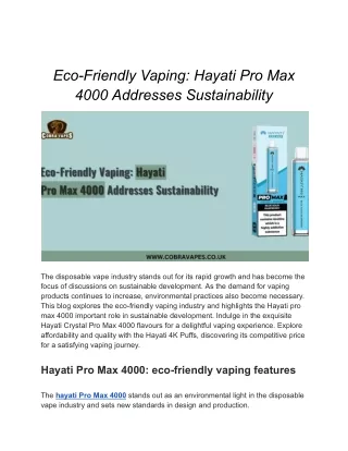 Eco-Friendly Vaping_ Hayati Pro Max 4000 Addresses Sustainability