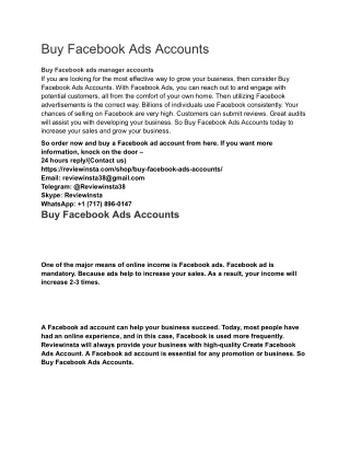 Buy Facebook Ads Accounts