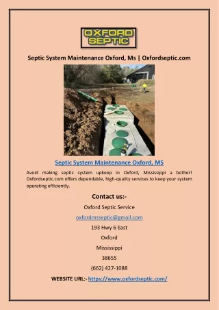 Septic System Maintenance Oxford, Ms | Oxfordseptic.com