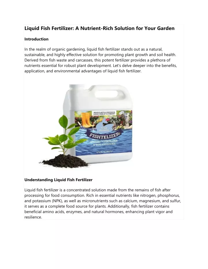 liquid fish fertilizer a nutrient rich solution