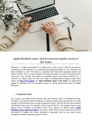 Apple MacBook repair: Opt for premium quality service in Bur Dubai