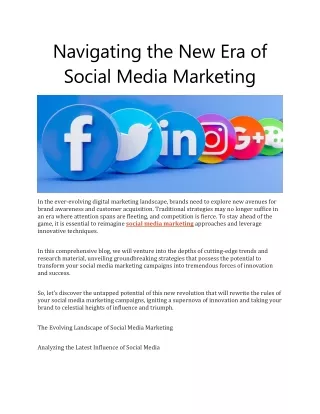 Navigating the New Era of Social Media Marketing