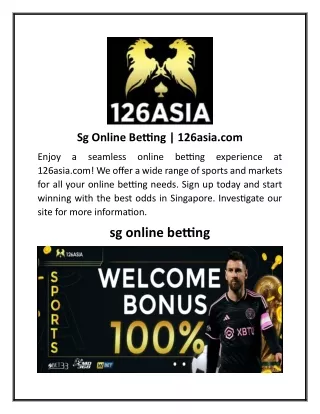 Sg Online Betting  126asia.com