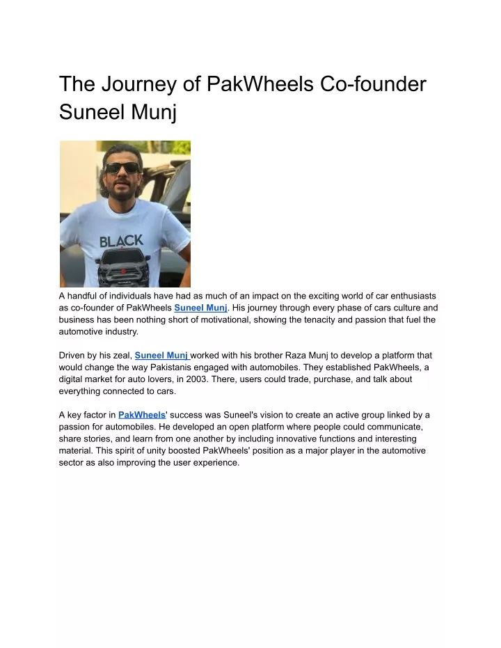 the journey of pakwheels co founder suneel munj