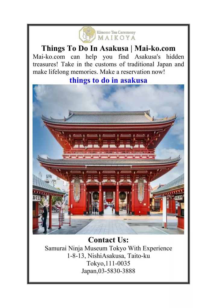 things to do in asakusa