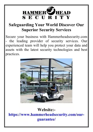 Safeguarding Your World Discover Our Superior Security Services