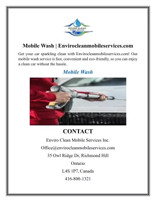 Mobile Wash  Envirocleanmobileservices