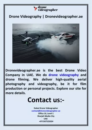 Drone Videography  Dronevideographer.ae