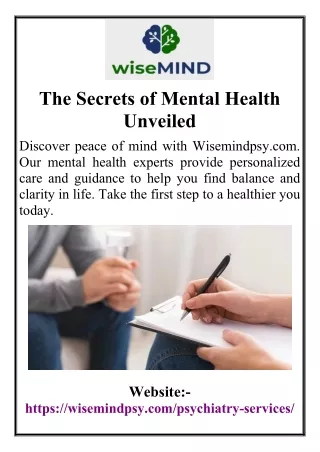 The Secrets of Mental Health Unveiled