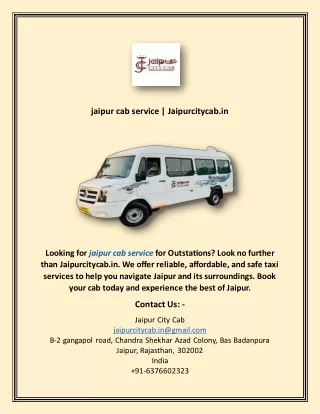 jaipur cab service | Jaipurcitycab.in