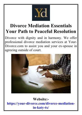 Divorce Mediation Essentials Your Path to Peaceful Resolution