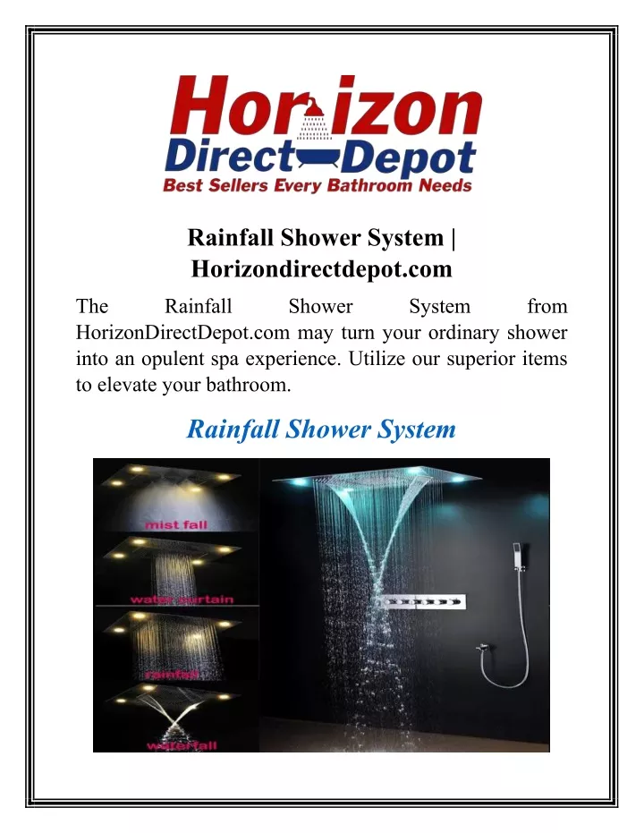rainfall shower system horizondirectdepot com
