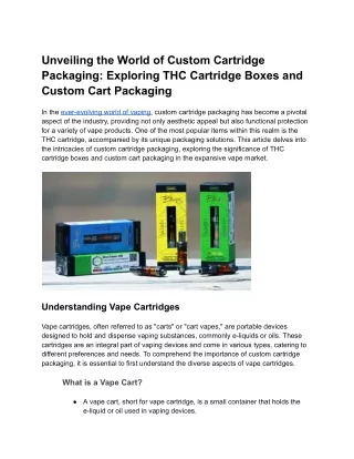 Unveiling the World of Custom Cartridge Packaging_ Exploring THC Cartridge Boxes and Custom Cart Packaging