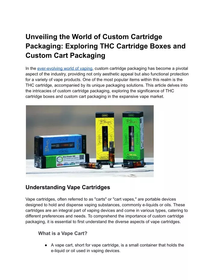 unveiling the world of custom cartridge packaging
