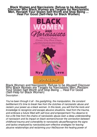 Read⚡ebook✔[PDF]  Black Women and Narcissists: Refuse to be Abused! Discover Why Black Women are
