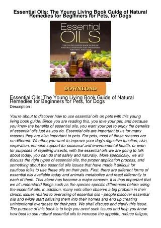 PDF/READ❤  Essential Oils: The Young Living Book Guide of Natural Remedies for Beginners