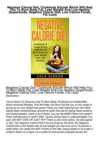 $PDF$/READ Negative Calorie Diet: Cookbook & Guide Which Will Help You To Burn Body Fat,