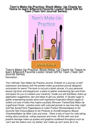 PDF_⚡ Teen's Make-Up Practice: Blank Make- Up Charts for Teens to learn & Record