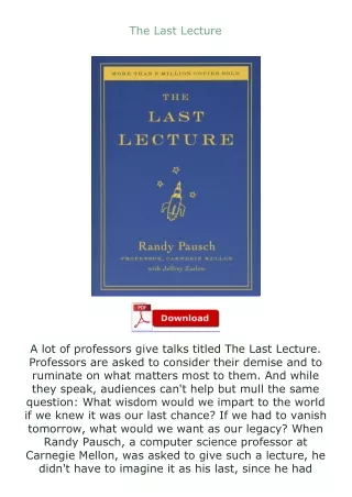 [PDF]❤READ⚡ The Last Lecture