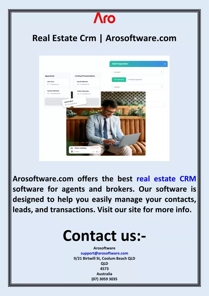 real estate crm arosoftware com