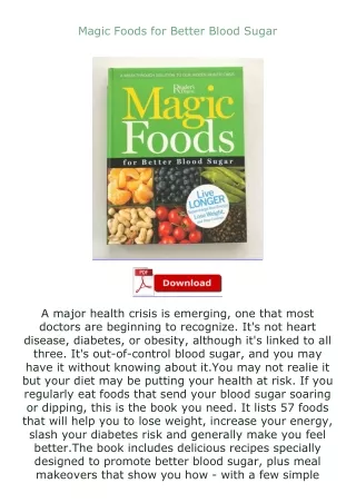 Download⚡ Magic Foods for Better Blood Sugar