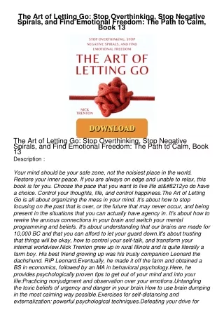 ❤[READ]❤ The Art of Letting Go: Stop Overthinking, Stop Negative Spirals, and Find